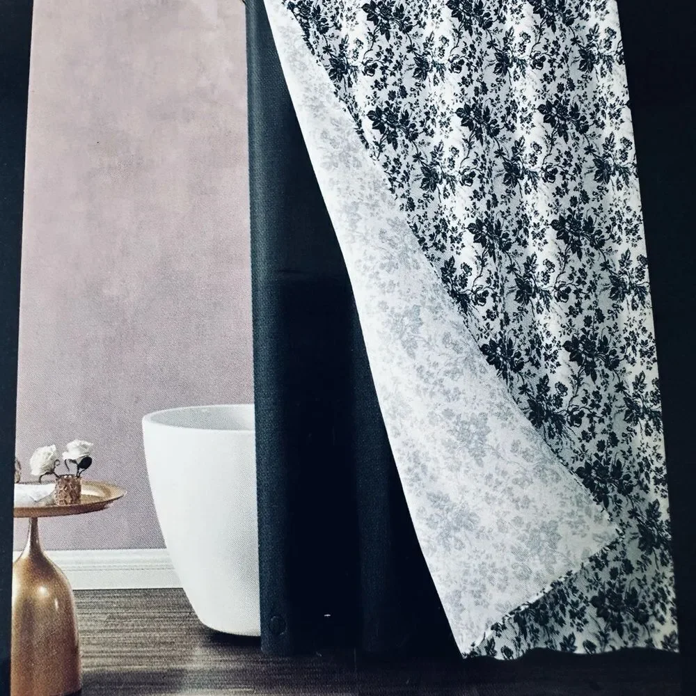 Betsey Johnson Black Floral Rose Goth Gothic Halloween Shower Curtain Set